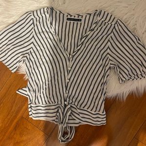 white and blue striped Abercrombie crop top